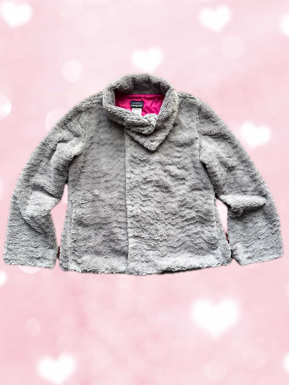 Patagonia Womens Pelage Jacket Soft Grey Cozy Fleece Full Zip Fuzzy Winter Sz M